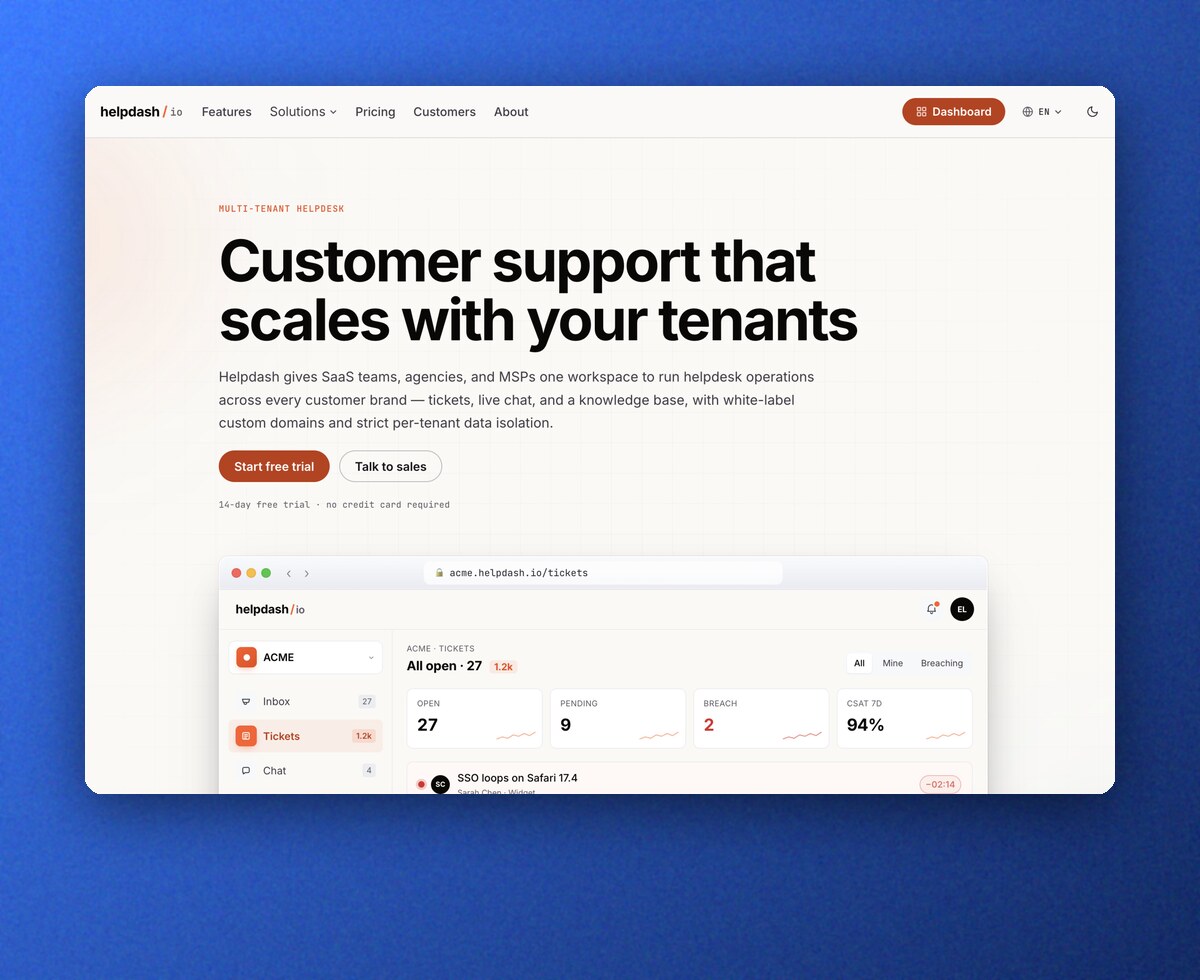 Helpdash — product screenshot